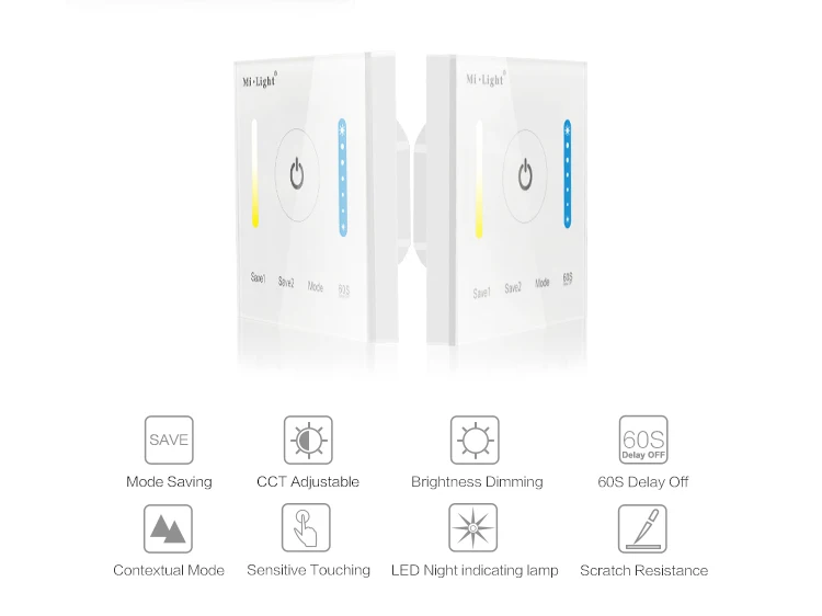 New Milight P2 Panel Led Controller Touch Switch Panel Brightness and color temperature Led Dimmer for Led Strip, Panel Lights