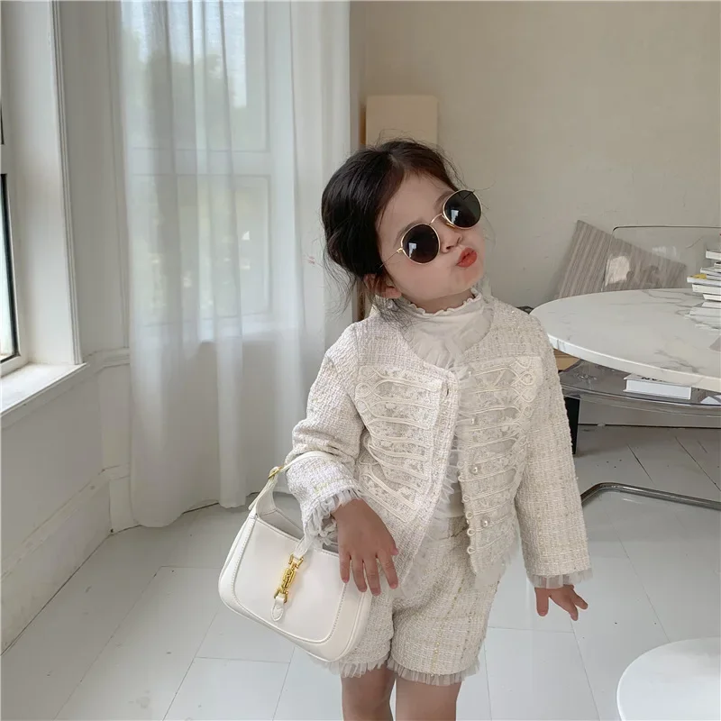 

Girls Tweed Outfit Toddler Autumn Clothes Set Fall Boutique Kids Clothing Female Children Set Baby Top And Bottom Two Piece Set