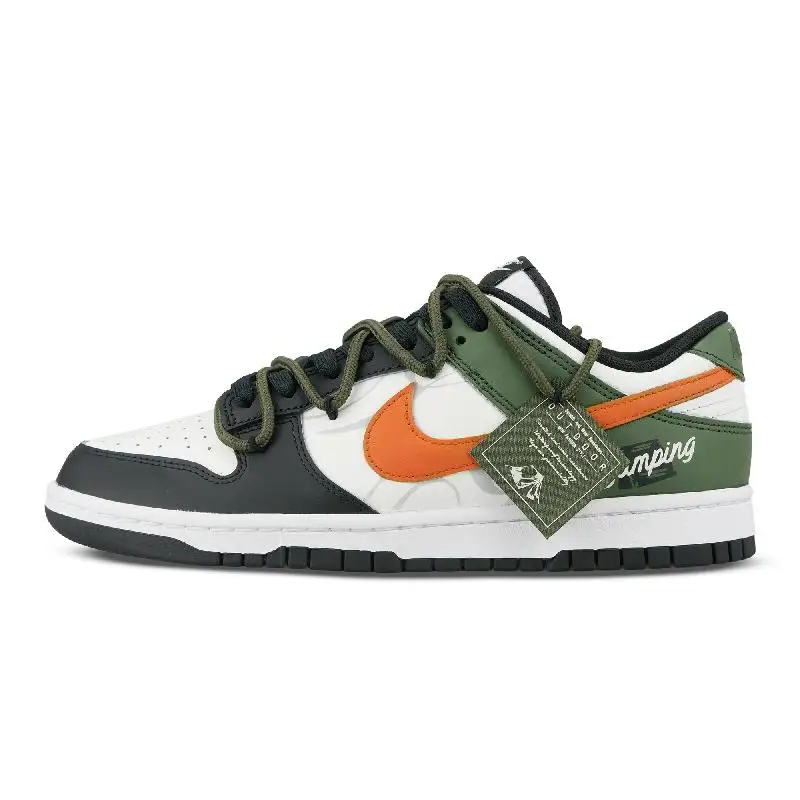 【Customize】Nike Dunk Skateboarding Shoes Unisex Low-top Military Green Sneakers shoes DD1391-100