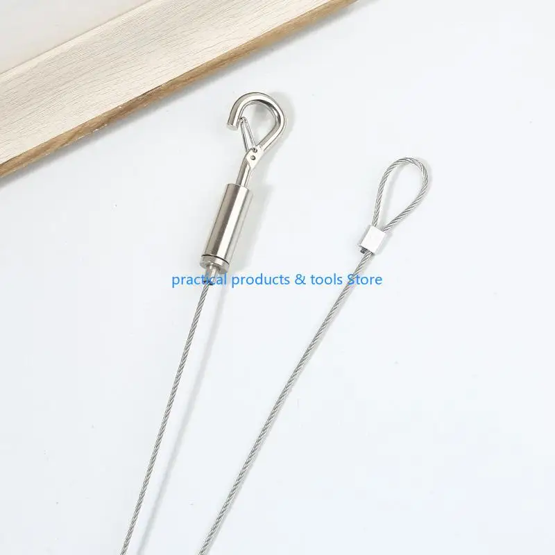 77JB 2pcs fio fios suspensão 2pcs 2 m arame pendurado com loop e gancho aço inoxidável corda pendurada