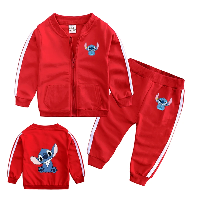 Stitch 2025, Kinder- und Mädchen-Sweatsuit, Kleinkind-Kapuzenpullover mit Reißverschluss, Jacke und Hose, Set für Kinder, Trainingsanzug-Outfit