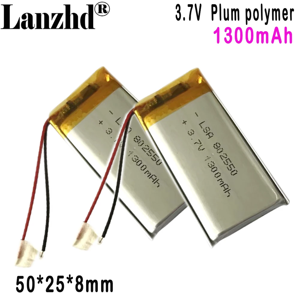 3.7V bateria litowa 802550 bateria litowo-polimerowa 1300mAh dla światło awaryjne z akumulatorem do ponownego ładowania inteligentny głośnik światła