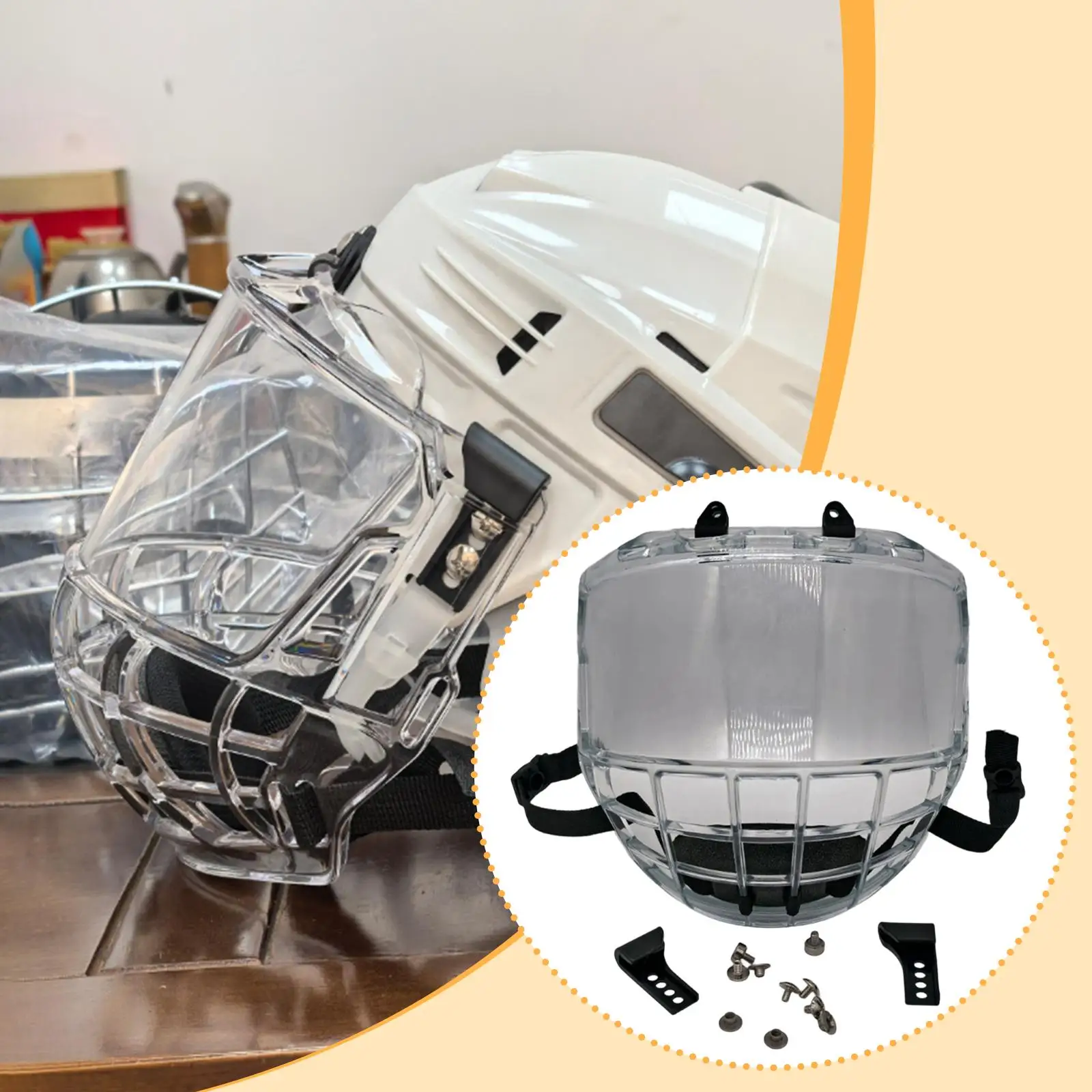 

Ice Hockey Helmet Full Visor Anti Fog Breathable, Replaces, Easy to Install, Accessory, Full Face Protection Visor