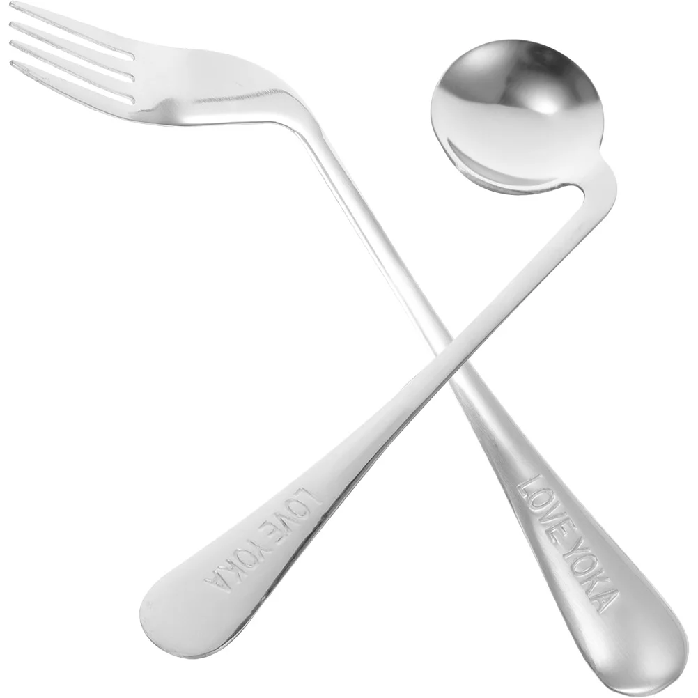 Toddler Utensils Elbow Fork Spoon Practical Aldult Stainless Steel Lightweight Baby