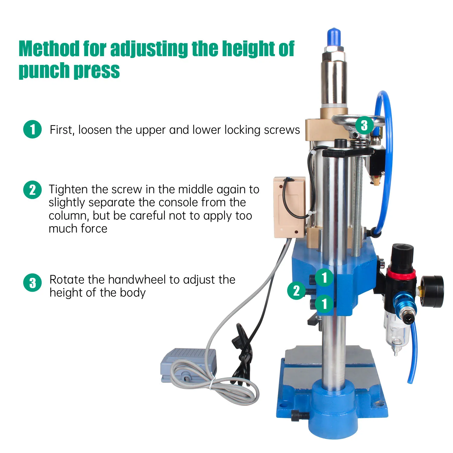 Prensa neumática de Pedal de banco de DT-63, pequeña prensa mecánica ajustable, maquinaria neumática, punzonadora, máquina de impresión, 110V/220V
