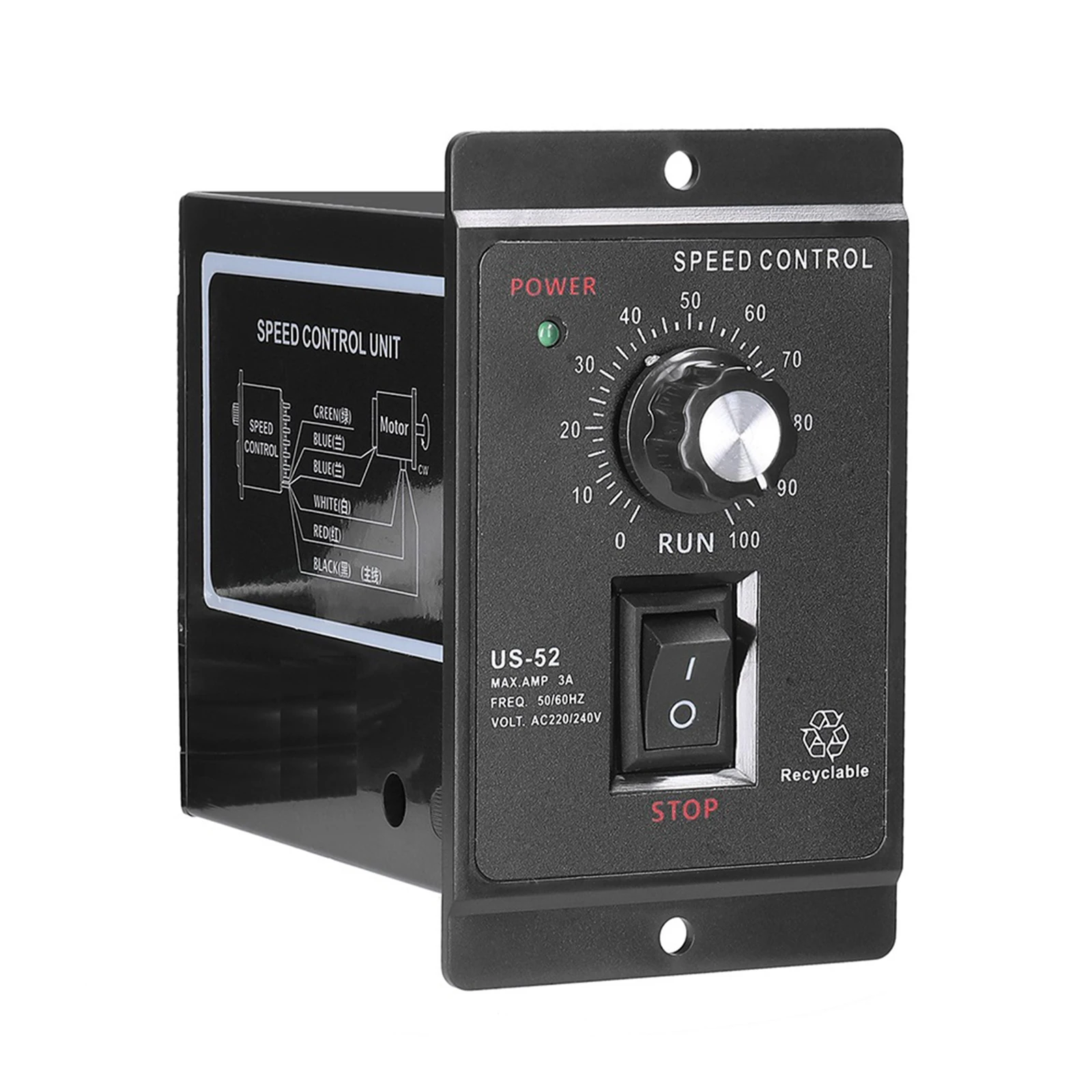 AC220V 200W Motor Speed Regulator US-52 Motor Speed Controller Forward Reverse Adjustable Motor Controller 50Hz