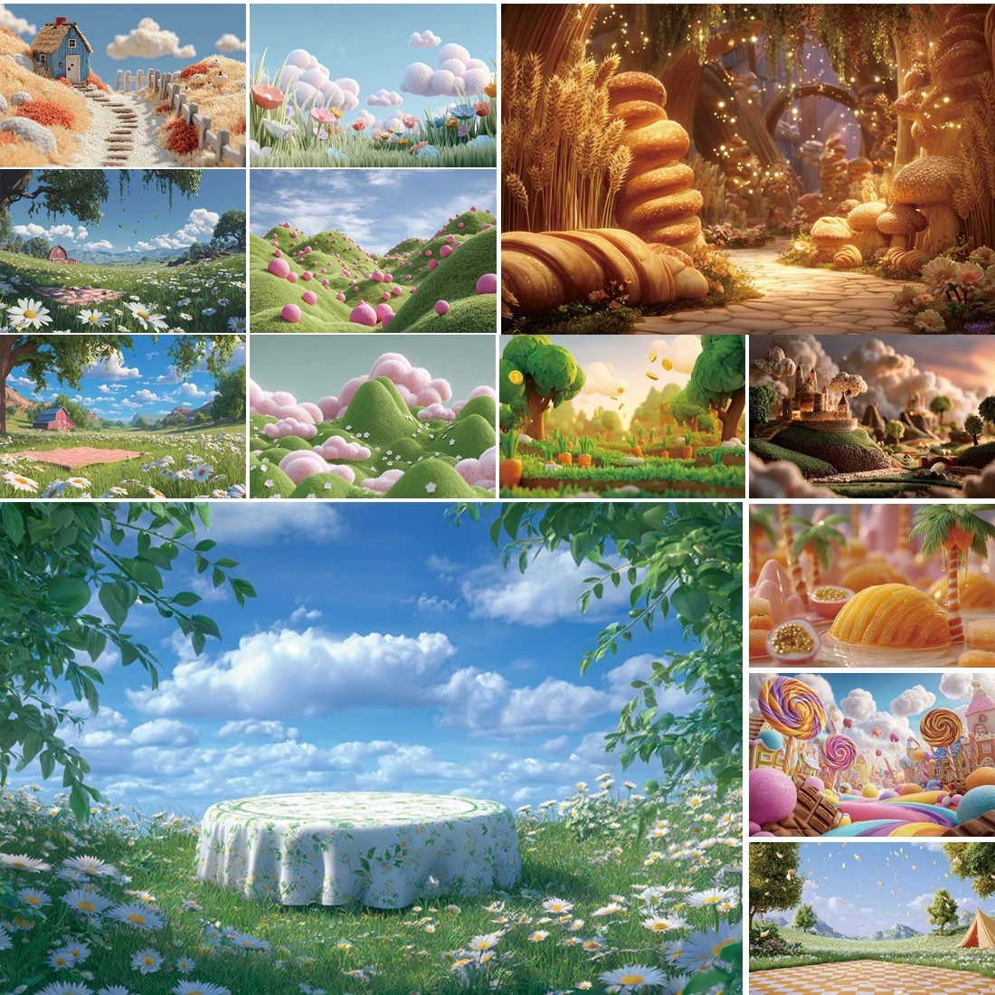 

MOON.QG Baby Newborn Items Birthday Photographic Background Dessert Candy Tunnels Backdrop Accessories Photozone Portrait Photo