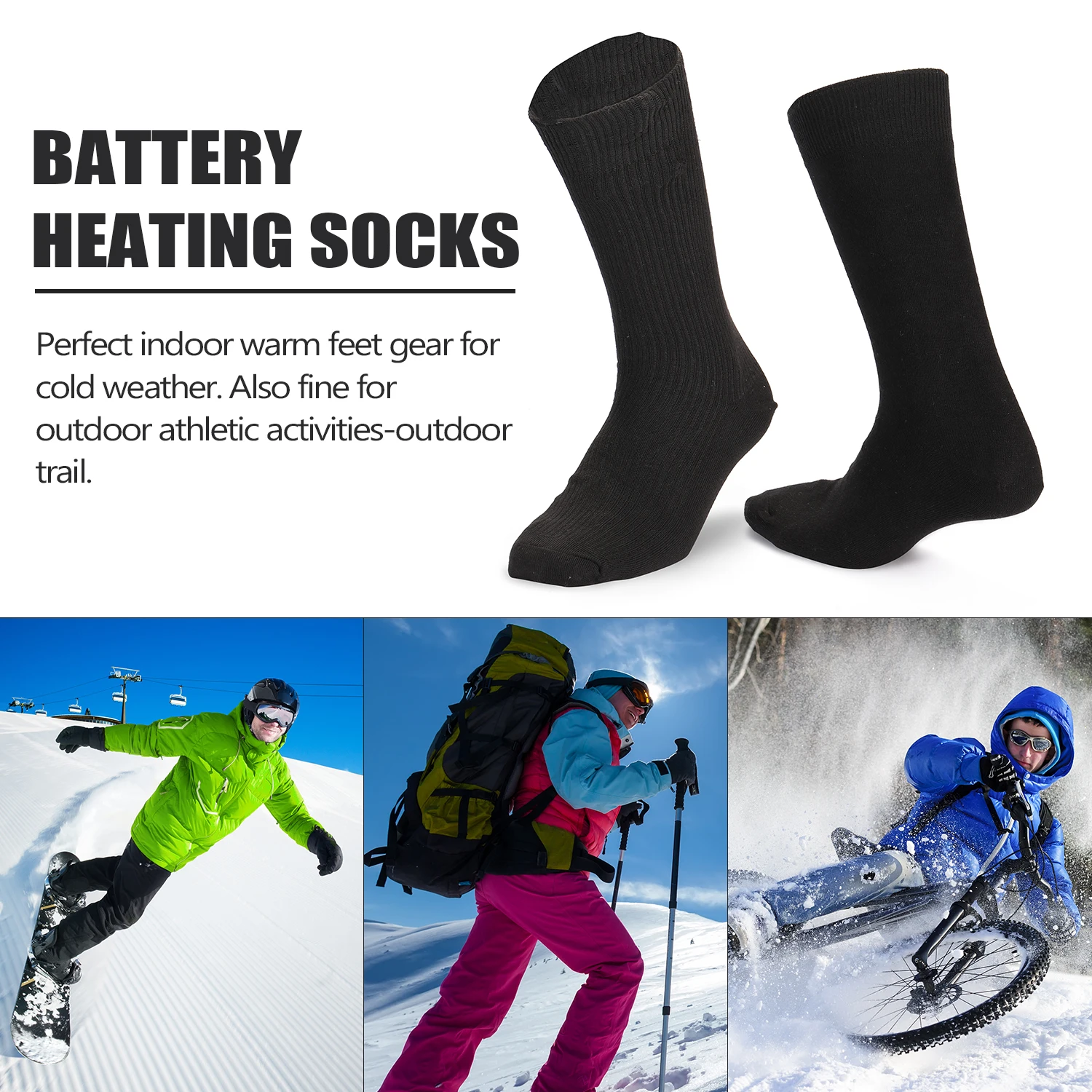 Electric Heated Socks Battery Powered Cold Weather Heat Socks for Men and Women Outdoor Riding Camping Hiking Warm Winter Socks