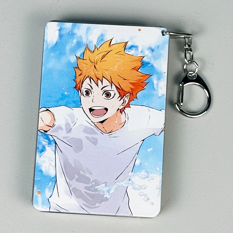 Anime Haikyuu!! Shoyo Hinata Cosplay Acrylic Card Brick Quicksand Mahjong Pendant Keychain Backpack Decoration Widget Xmas Gift