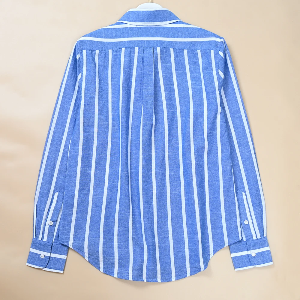 

Autumn New Sle Women's Embroidered One Row Button Cotton Striped Casual Long Sve irt Loose Fit Collar Regular Thi...