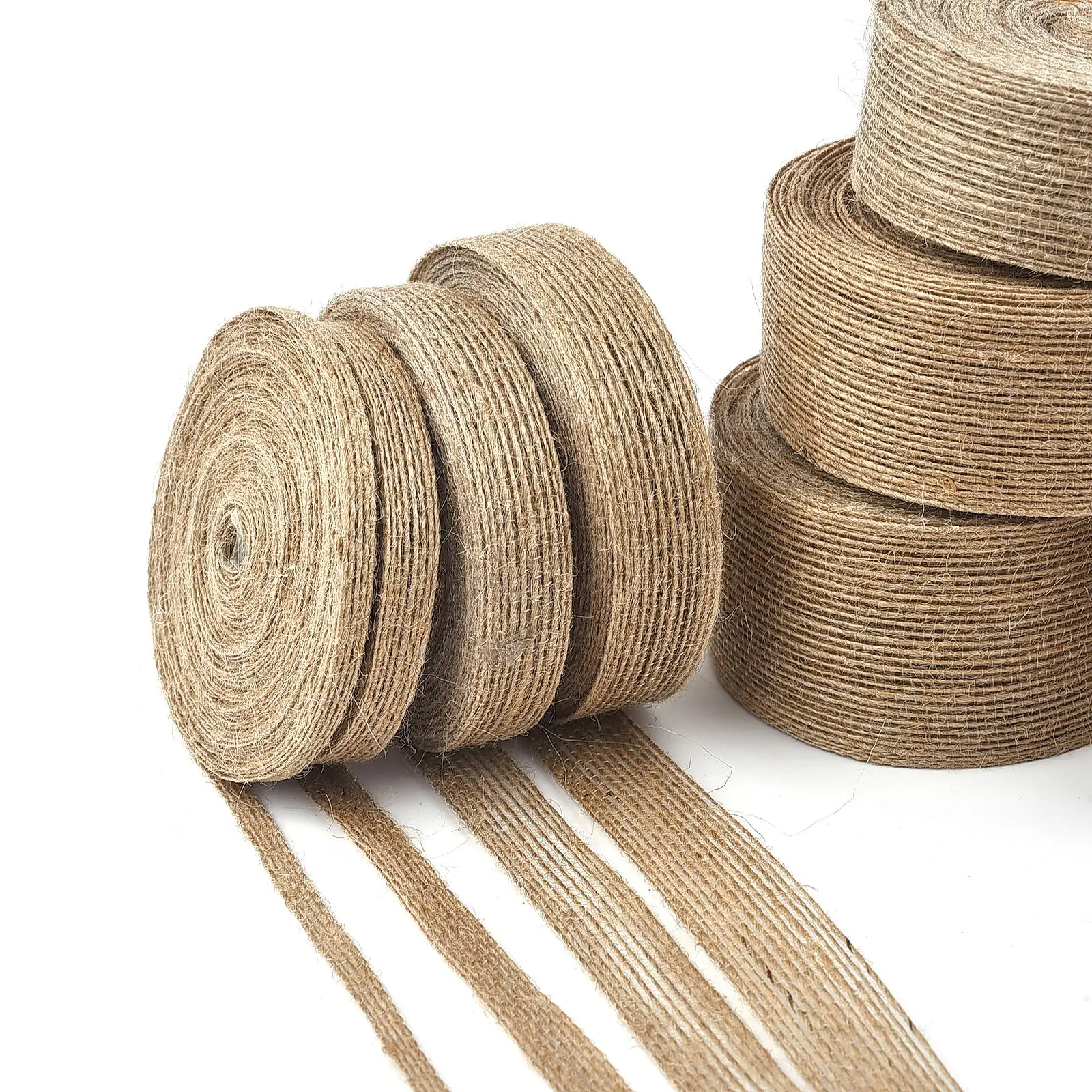 10M 6mm-50mm Wide Natural Vintage Jute Burlap Ribbon For Weddings Party Belt Strap Christmas Decoration DIY Gift Packing