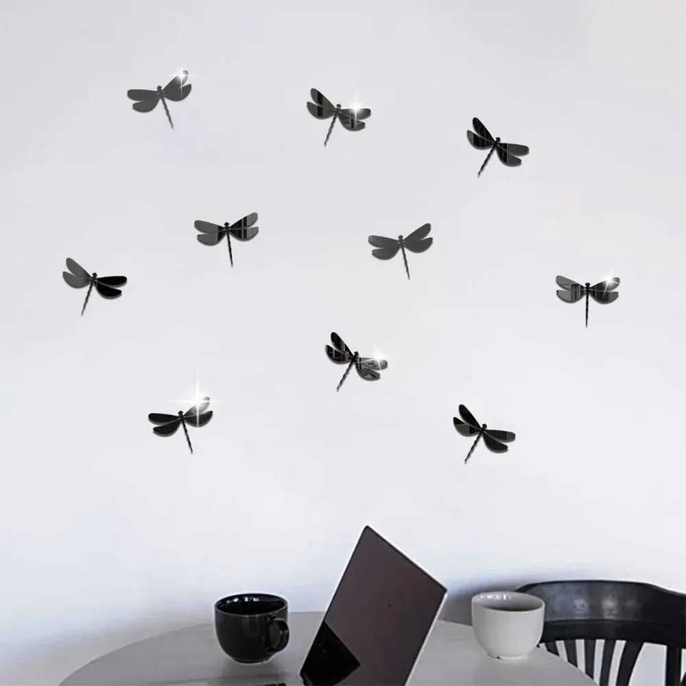 Dragonfly mirror acrylic decoration 3d three-dimensional wall paste home bedroom living room layout self-adhesive removable