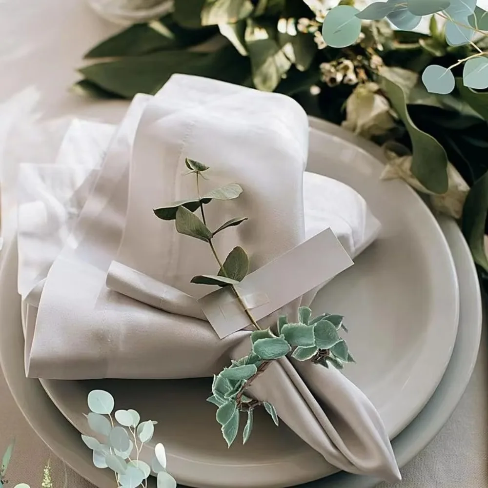 

3pcs Rustic Artificial Plant Napkin Rings Simulation Metal Green Leaves Napkin Holder Multipurpose Napkin Buckles