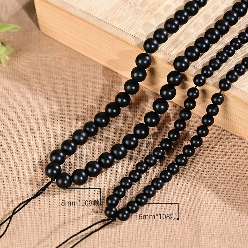 Hetian Black Pendant Hanging String, Jade Round Bead Chain, Buddhist Prayer With 108 Beads