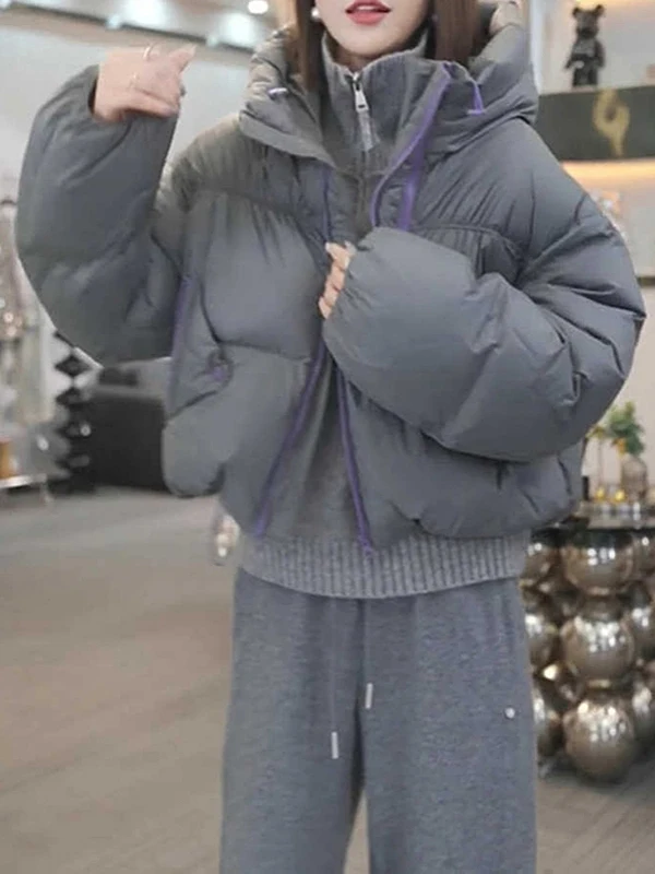 

Женская утепленная хлопковая куртка с капюшоном, осенне-зимняя теплая верхняя одежда, свободный крой, длинный рукав, на молнии, в корейском стиле