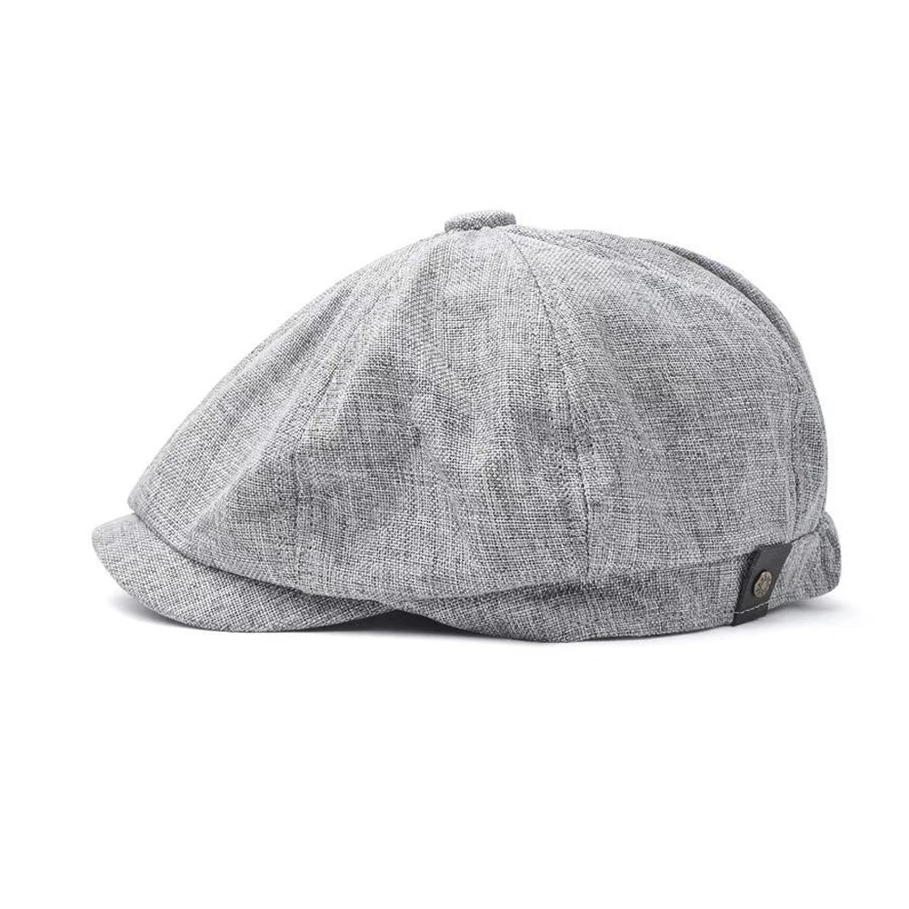 Men\'s Fake Linen Flat Cap Gatsby Newsboy Hats Vintage Summer Thin Breathable Lvy Irish Hats Driving Cabbie Hunting Cap Solid Hat