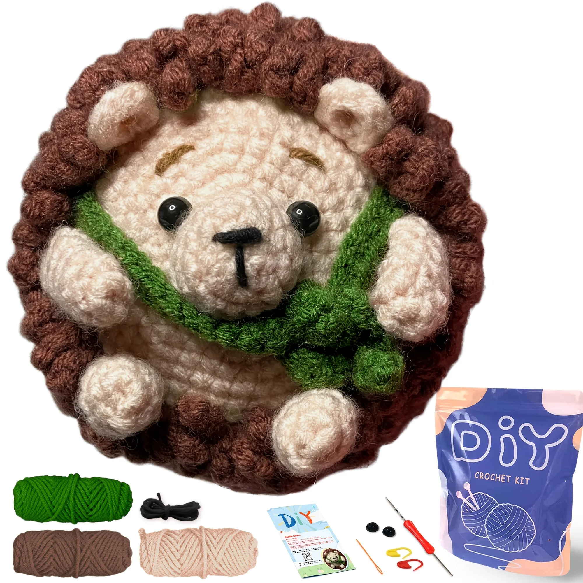 1 Stück Igel-Häkelmaterialpaket, süßes Häkel-Stofftier-Set, Geburtstagsgeschenk, Häkel-Sets als Geschenk