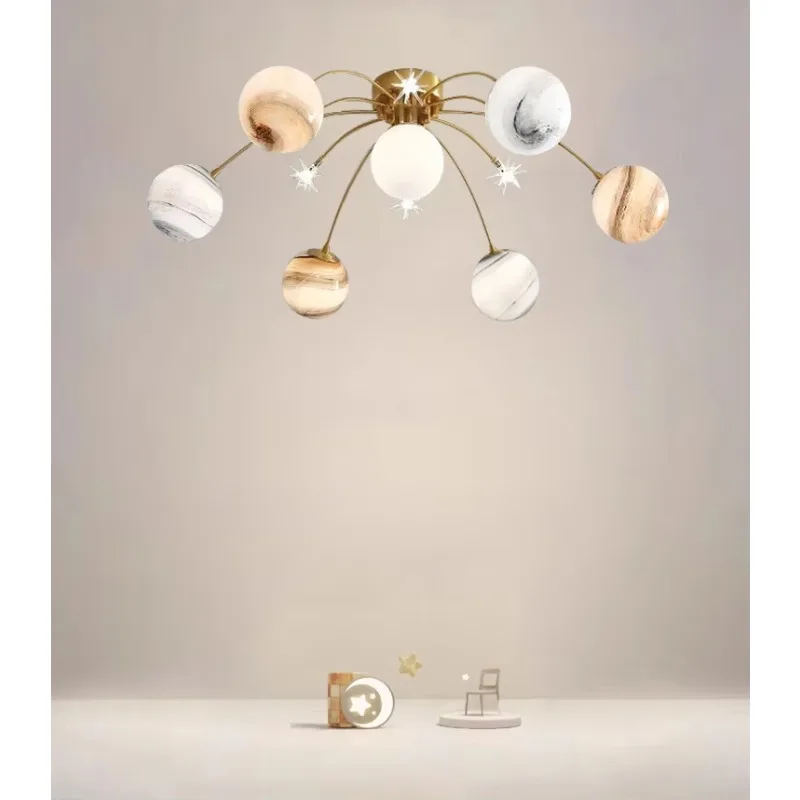 

MandosBor Chandelier For Kids LED Planet Chandelier Living Room Children Kids Room Chandelier Home Glass Ball ChandelierKids' La