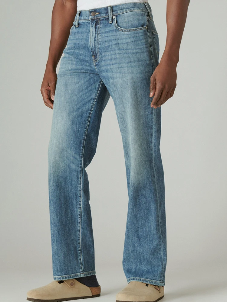 

Мужские джинсы прямого кроя больших размеров, со средней посадкой, свободного кроя, с узором в виде четырехлистного клевера, повседневные, из хлопкового денима, весна-осень