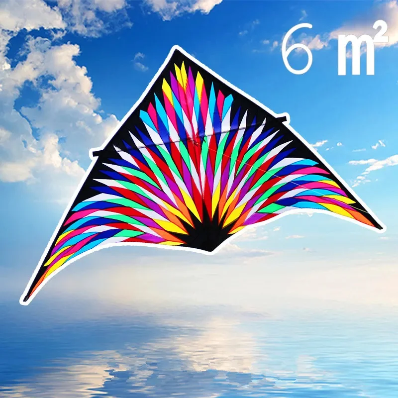 

free shipping 6sqm large delta kite for adults reel outdoor toys for kids parachute kite kevlar line weifang factory kitesurf