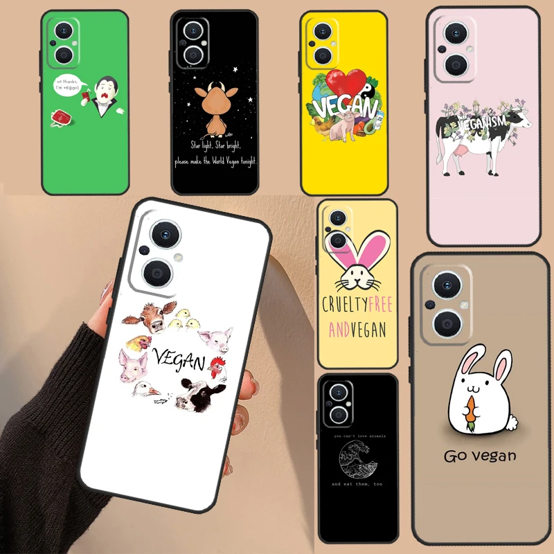 VEGAN QUOTES Rabbit LOVE VEGGIE Funda For OPPO Reno 7 Lite Reno 8 6 5 4 Lite 8T 2Z 4Z 5Z Find X2 Lite X3 Neo X5 X6 Pro Case