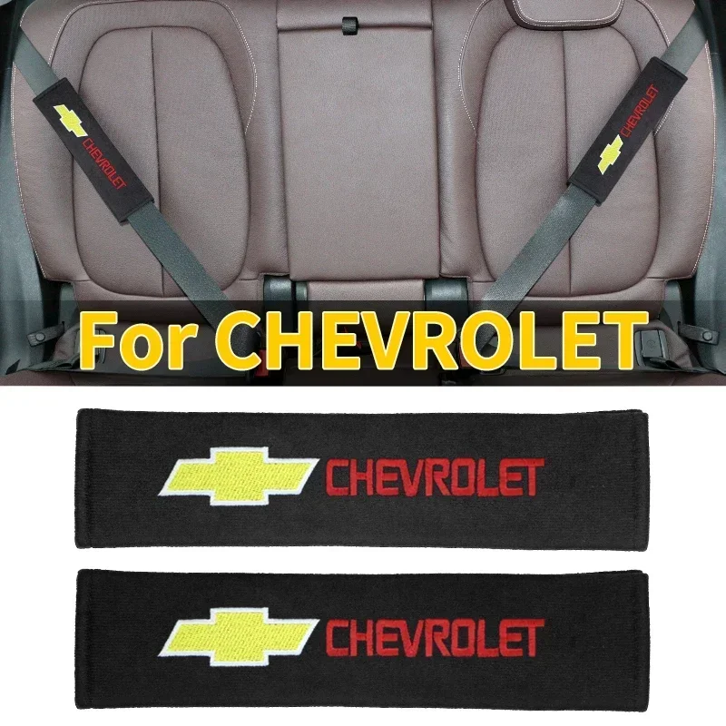 

2pcs Car Seat Belt Cotton Shoulder Black Cotton Cover Car Logo Pattern For Chevrolet Captiva Colorado Spark Malibu Car Styling