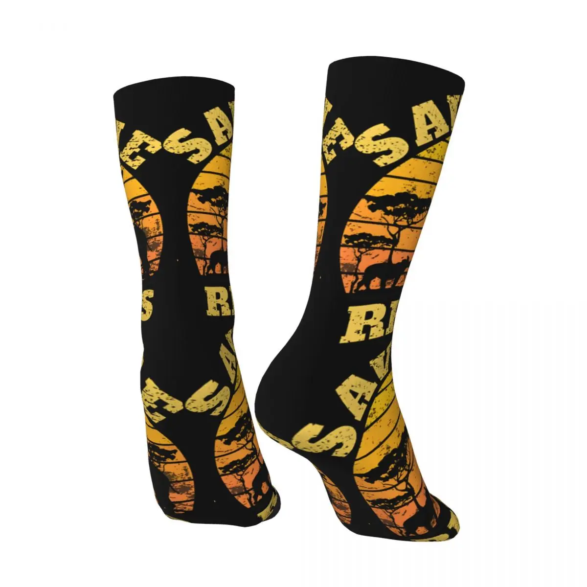 Sunset Men's Socks Retro Harajuku Rhino Street Style Novelty Seamless Crew Sock