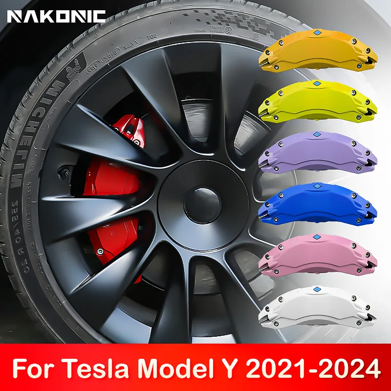 Fit For Tesla model Y 2021-2024 18 19 Inch Wheel Hub Brake Caliper Cover Car Modification Decoration Accessories, 12Colors