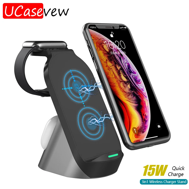 

3in1 Wireless Charger Quick Charge Stand 15W For iPhone 13 12 11 Pro Max XR Pad Watch 5 4 2 For Xiaomi Samsung Magnetic Charging