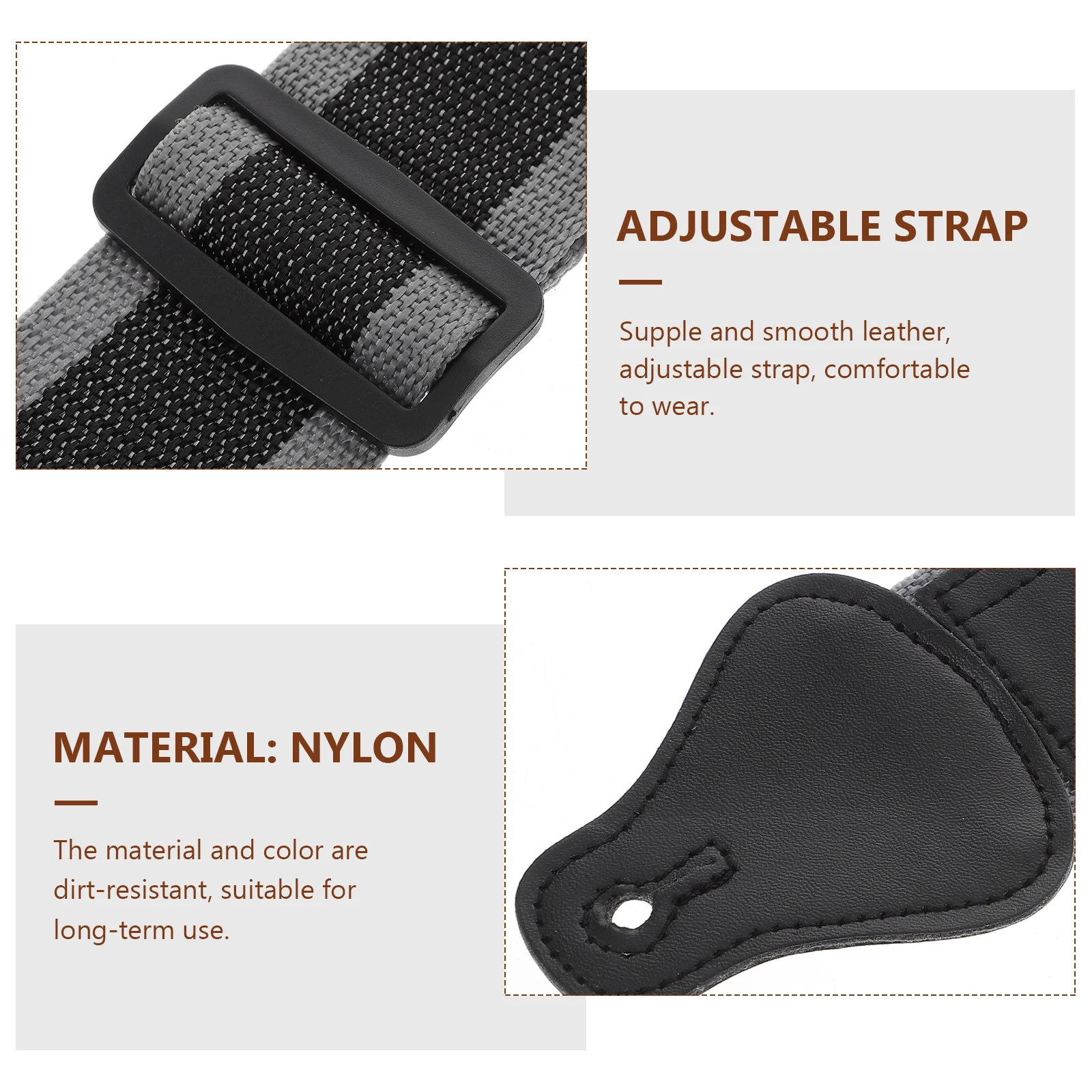 

Universal Guitar Strap Set Nylon Adjustable Dirt Resistant Washable Decorative Replacement Belt Padded Comfort for Folk