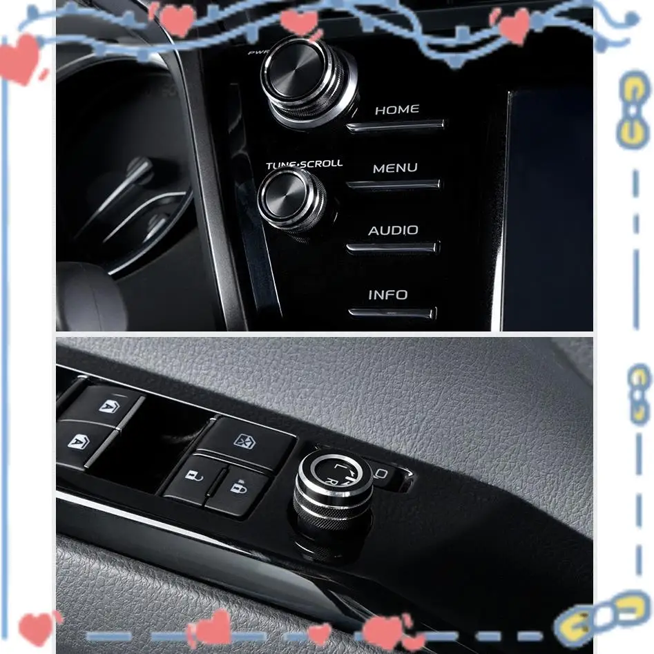 

5PCS Aluminum Car Center Console Knobs Decoration AC Air Conditioning+Audio+Function+Rear Mirror Knob Switch Covers Trim For Toy