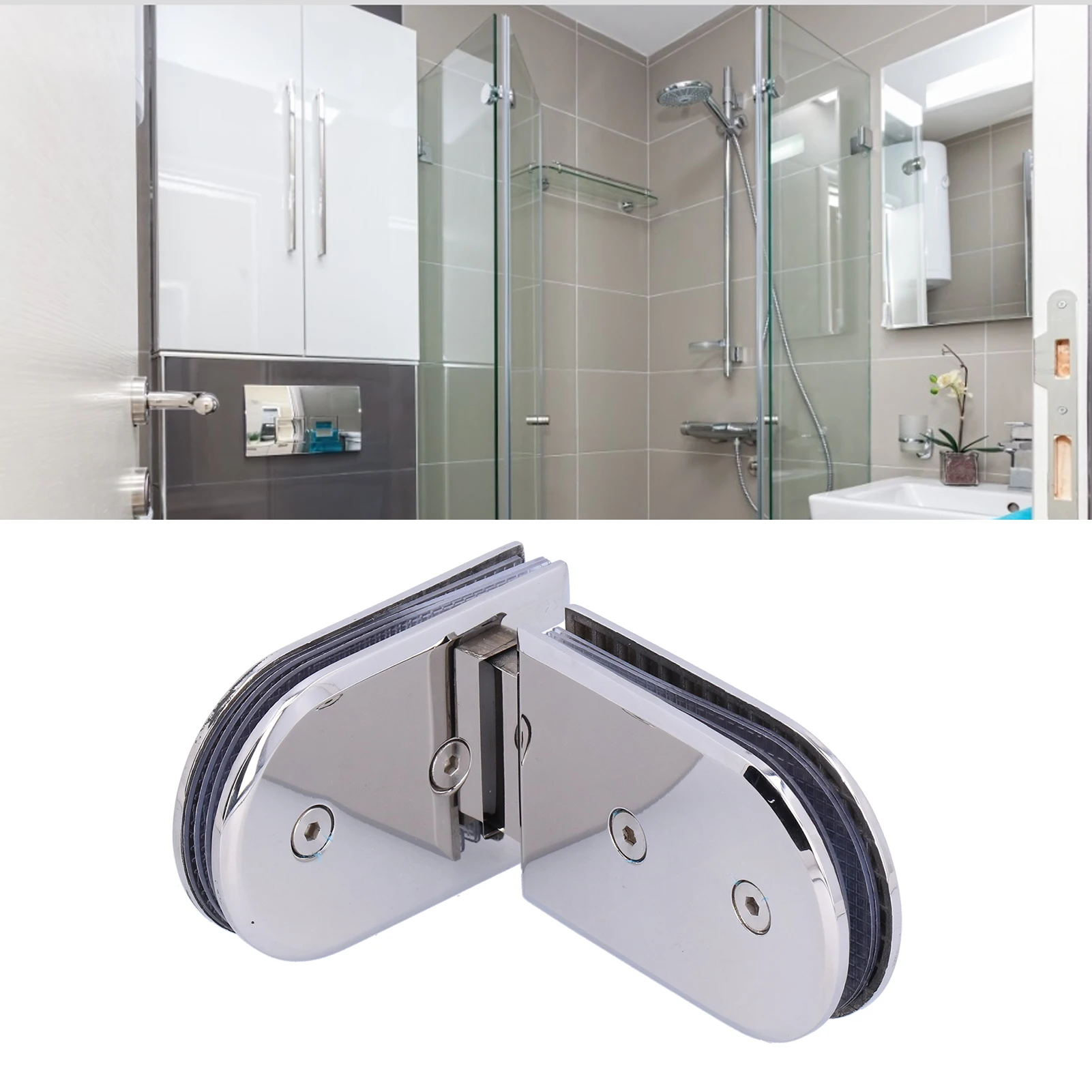 180 Degree Bathroom Glass Clamp Floor Sliding Door Clip Bracket for 8‑12mm Thick Glass Glass Holder Stainless Steel Glass Clip