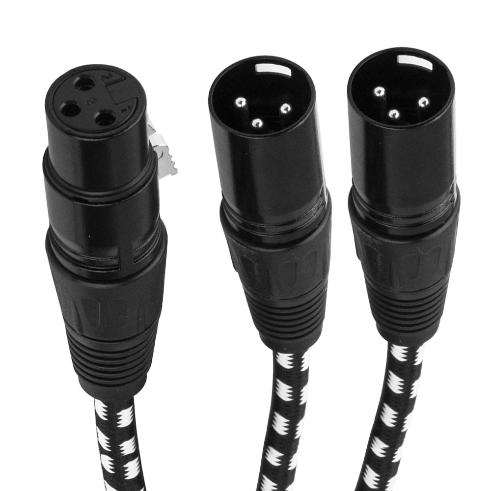 Braided XLR Female to Dual XLR Male 3pin Y Splitter Cable Foil+Braided Shielded For Microphone Mixer Amplifier 50cm 10Pack