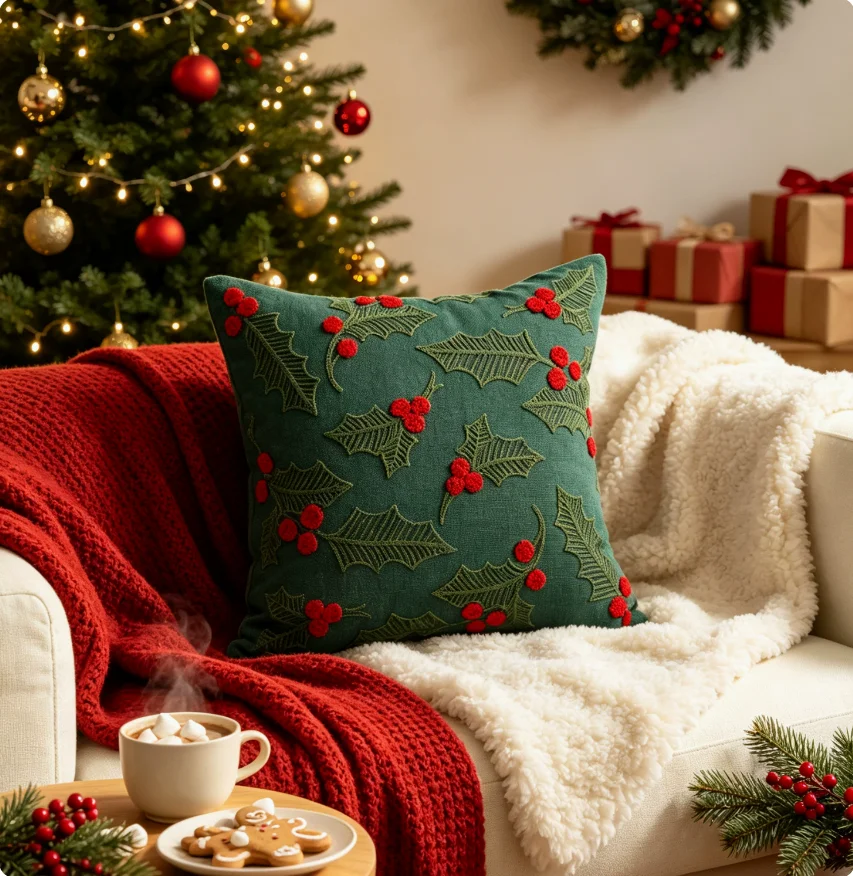 Fodera per Cuscino Ricamata Na - Embroidery Xmas Tree recensione e prezzo