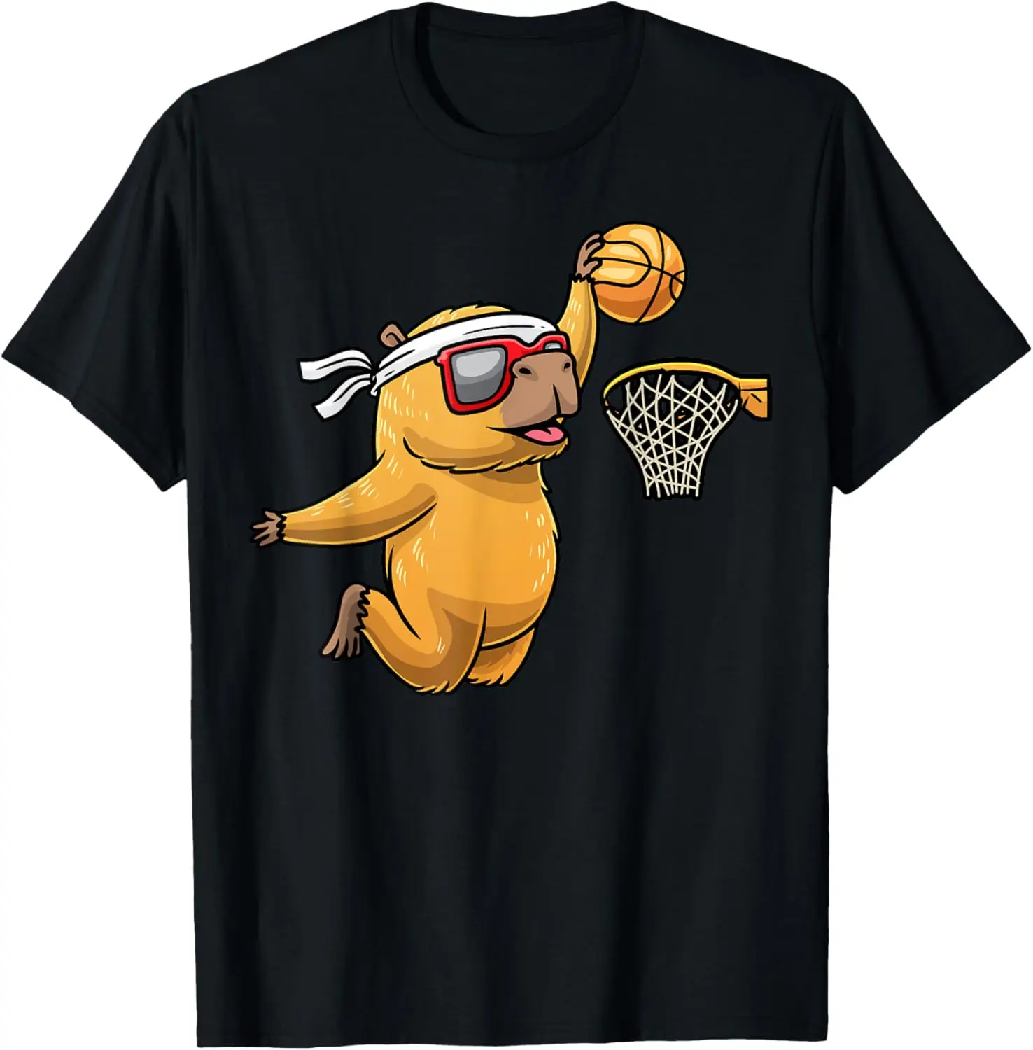 Capybara Playing Basketball Sports Rodent Kids T-Shirt