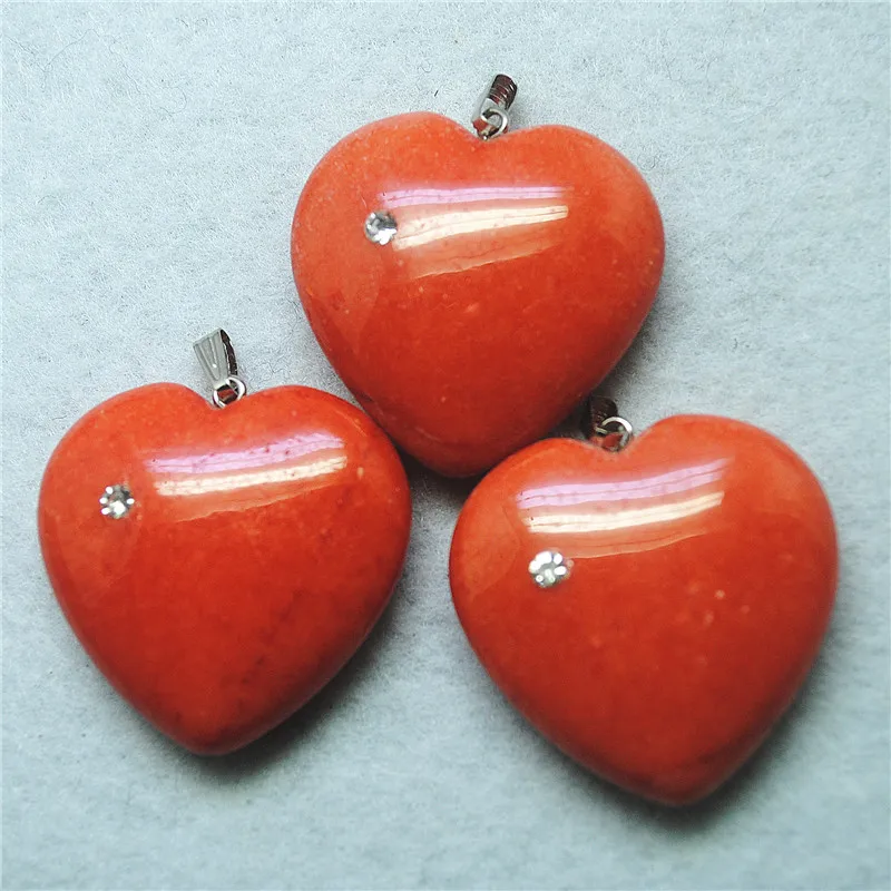 3PCS New Jade Gemstone Pendants Size 35MM Heart Shape Good For DIY Jewelry Making Findings GOOD Quality Best For Your