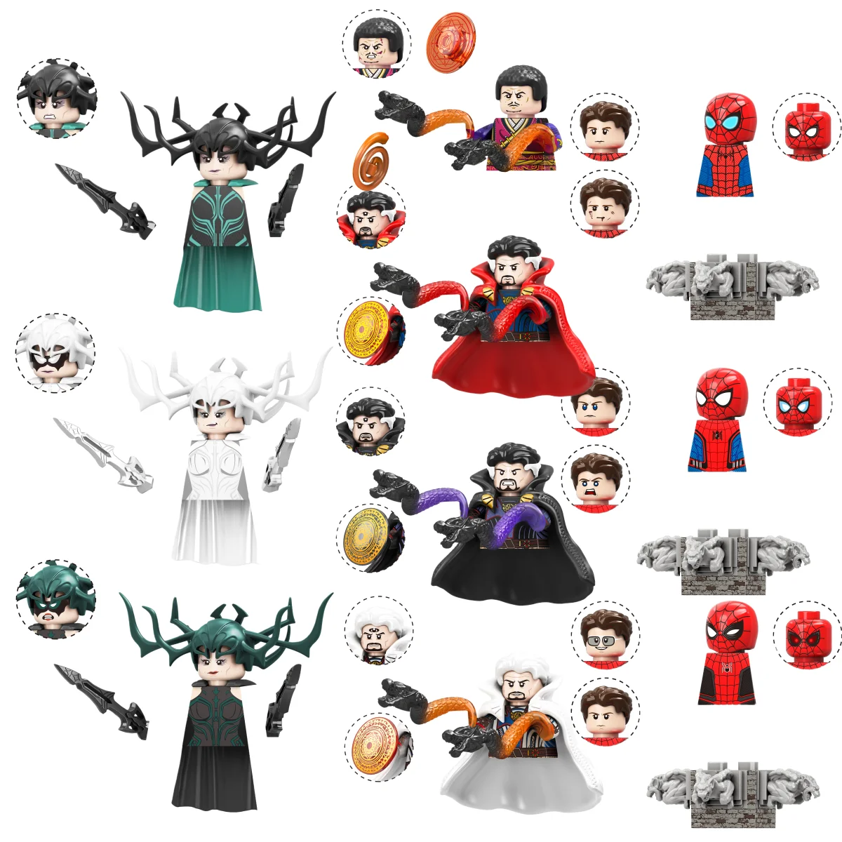 TV6209 Marvel bloques de construcción Mini figuras en miniatura gran duende Spiderman Iron Man Venom Capitán Hawk Deadpool armadura ciudad regalos Juguetes