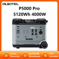 OUKITEL P5000 Pro Power Station 5120Wh 4000W Solar Generator Output Pure Sine Wave Charging with Wheels Dual 100W USB-C LiFePO4