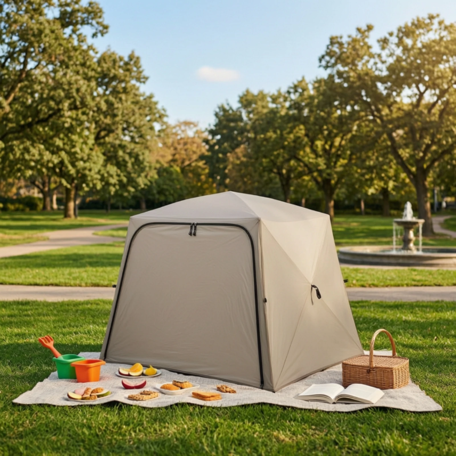 Quick-Deploy Tent Foldable Beach Tent Sun Shelter Easy Setup Shade Canopy Breathable for Beachgoers, Park, Camping