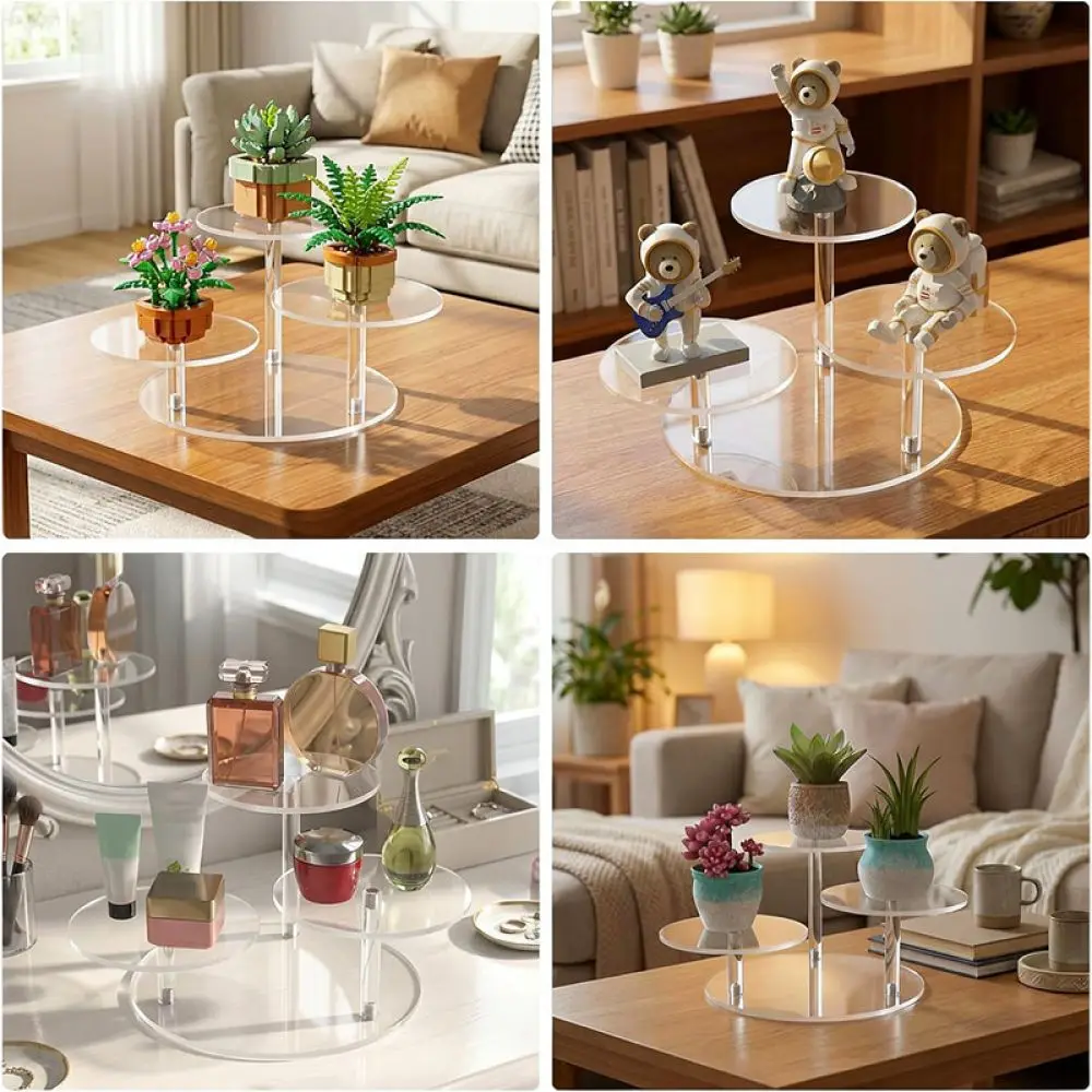 Desktop Acrylic Three Tier Shelf Storage Organizer Stand For Lego Figures Dolls Cosmetic Makeup Display Holder Rack