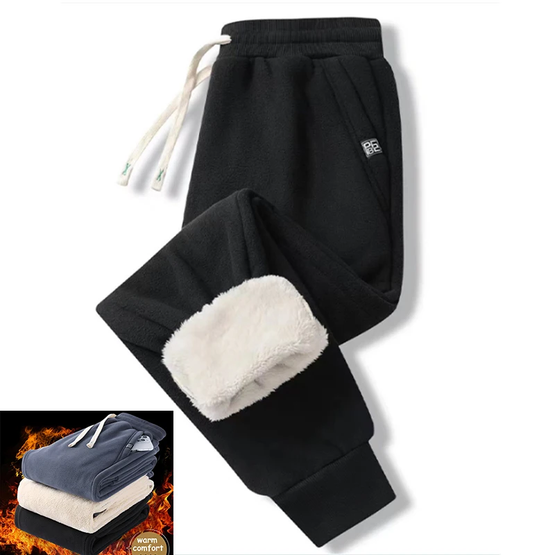 

Winter Warm Pants Men Big Size 8XL Casual Thicken Cotton Pant Polar Fleece Trouser Elastic Waist Sweatpants 2023