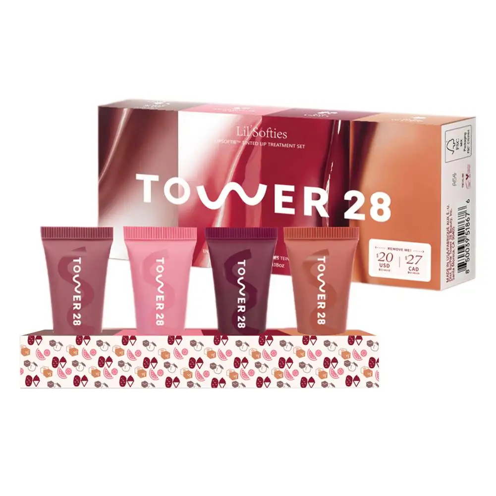 Set balsamo per labbra colorato idratante 4 tonalità x 5 g con vitamina E Formula idratante a base vegetale per l'uso quotidiano Confezione regalo Trucco