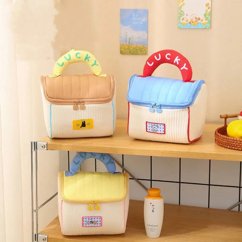 Large Capacity Cute Cabin Makeup Bag Kawaii House-shaped Handheld Cosmetic Case Organizer Case Zipper Portable Storage Bag