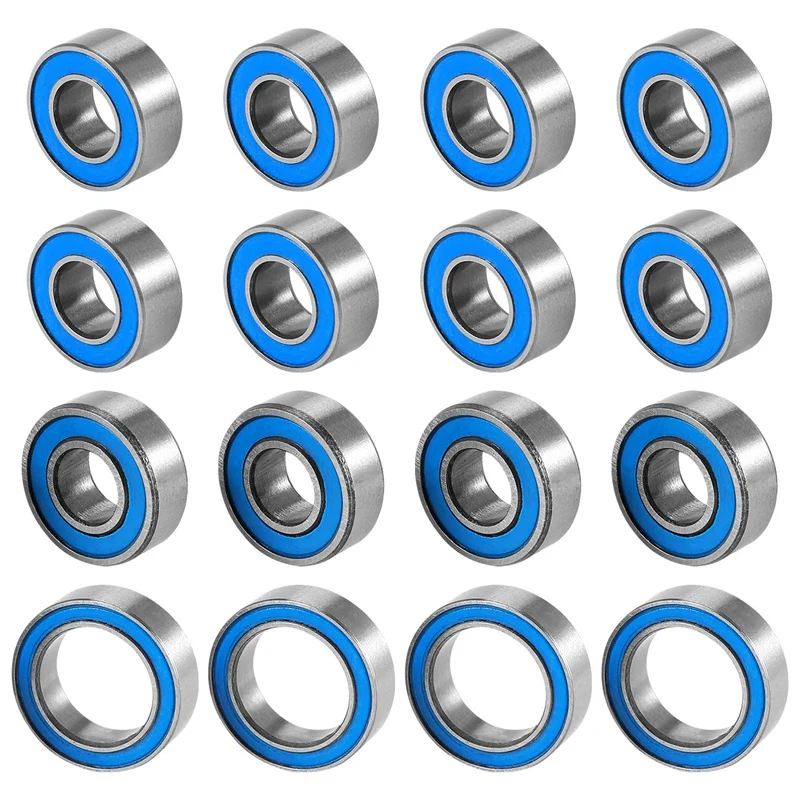 16PCS Rubber Sealed Ball Bearing Kit For Tamiya TT02 TT-02 TT02D TT-02D 1/10 RC Car Upgrade Parts Accessories