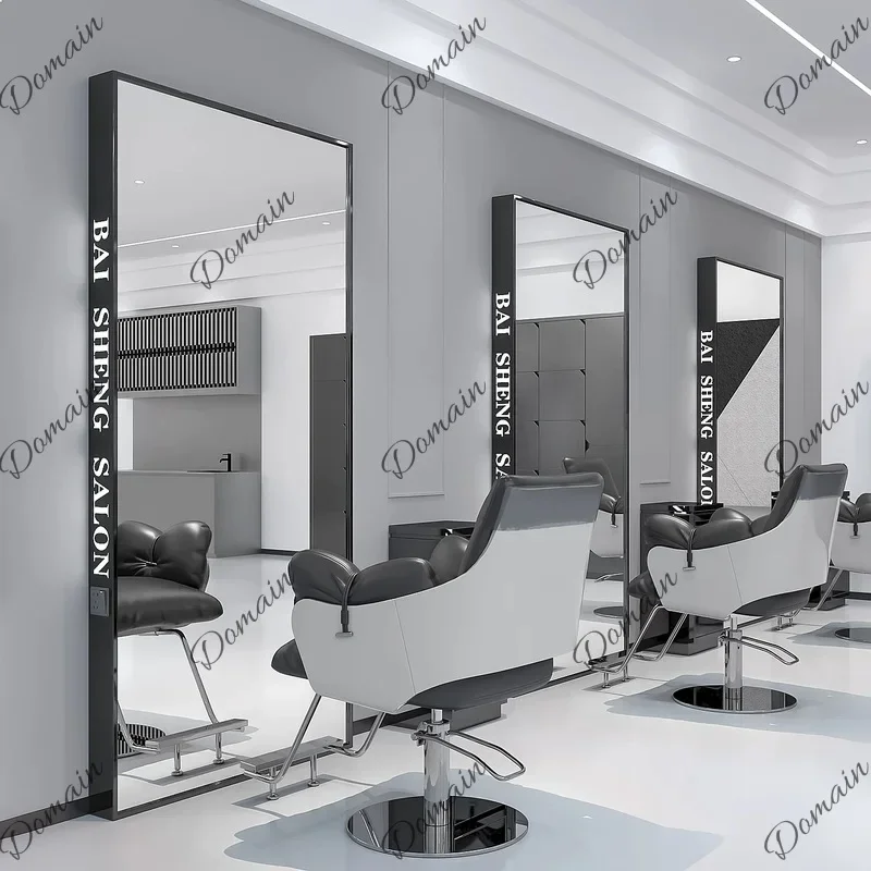 81 N Professional Stainless Steel Floor Standing Hair Salon Mirror for Cutting Dyeing Barber Styling Station