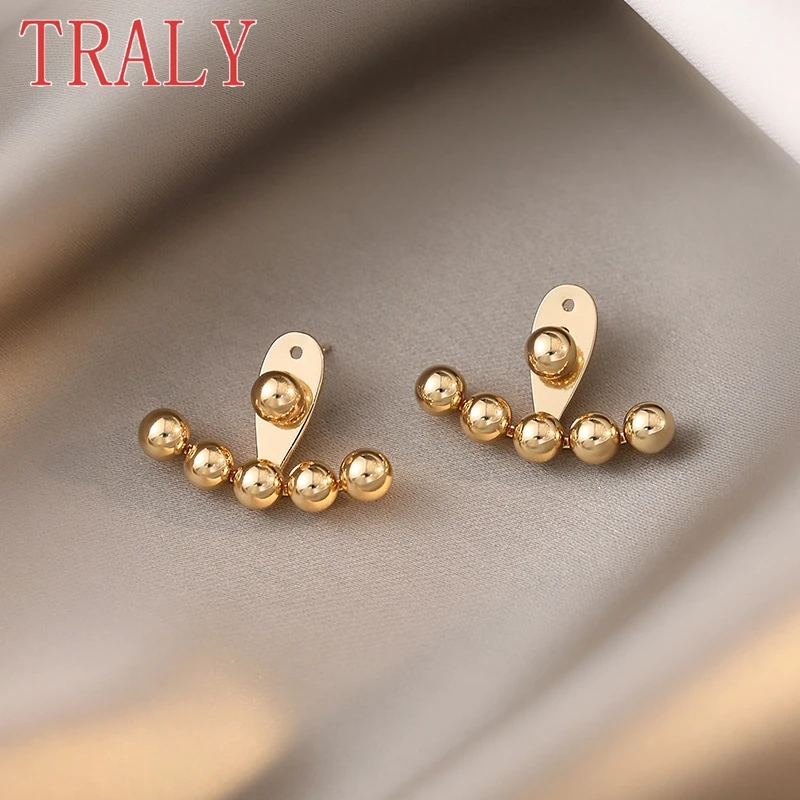 18K Gold Women's Studing Earrings White\Yellow Gold Colour Little Golden Bean Earrings High Quality Couples Jewelry Party Gift