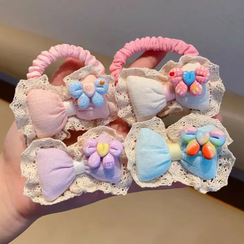 

Children Cotton-filled Bow Hair Band Baby Sweet Bud Lace Hair Tie Rope Princess Girls New Hair-free Ball Head Rope Hair Tie HP01