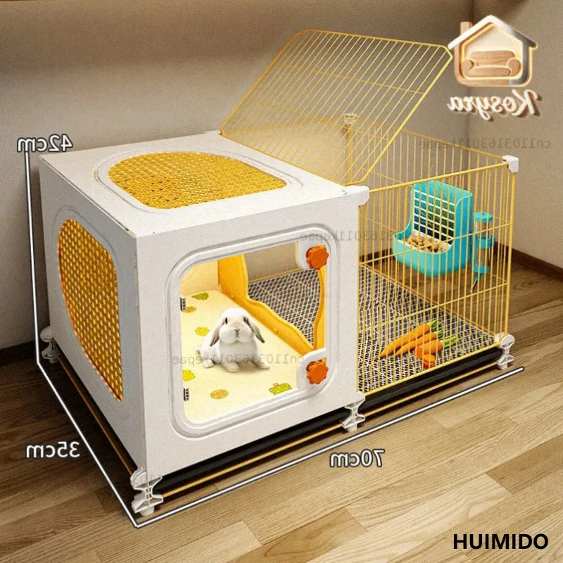 Rabbit-specific cage, large home rabbit cage, independent sleeping area, indoor use with tray guinea pig