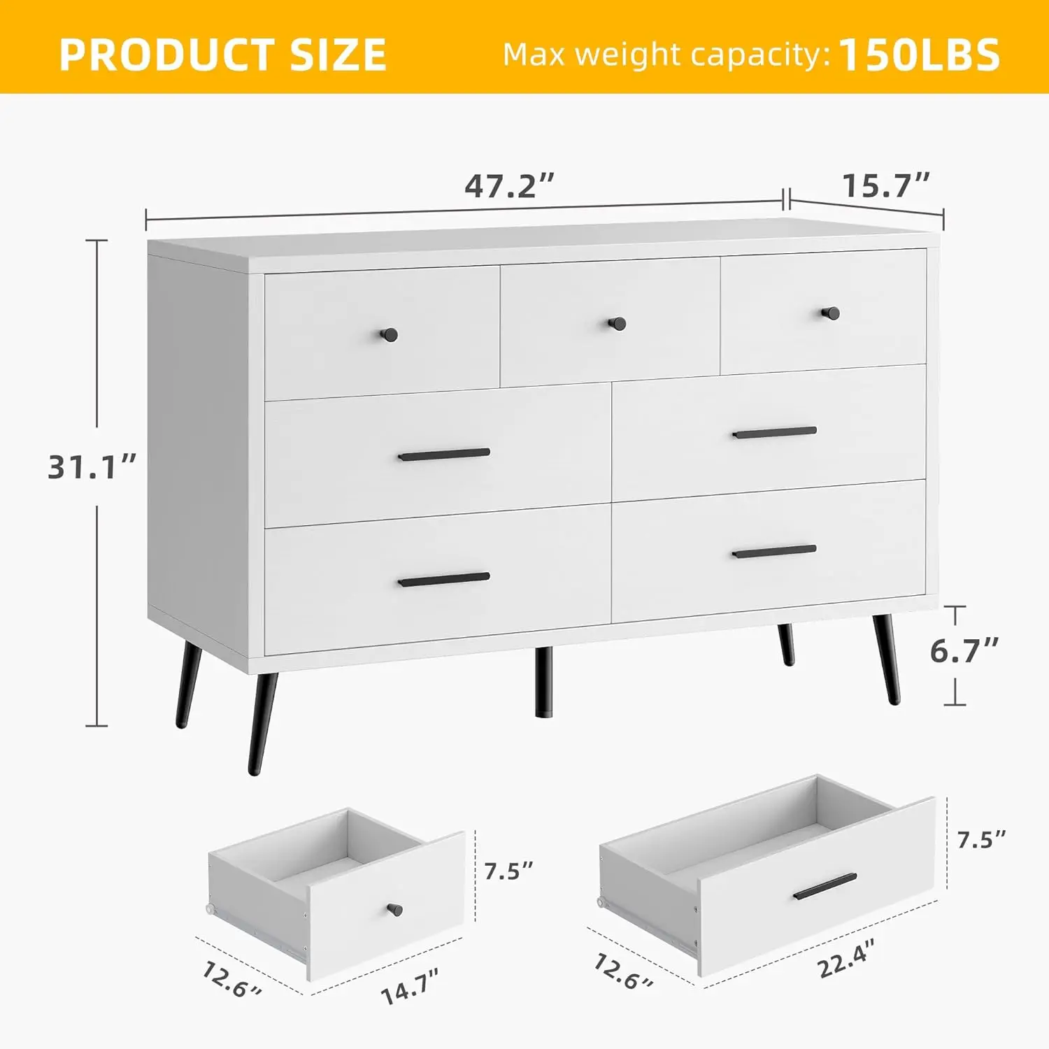 7 Drawer Dresser, 47