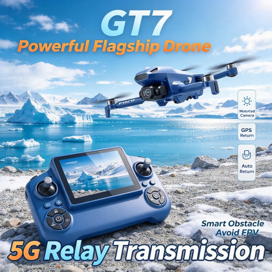 GT7 GPS Foldable Drone with 4K HD Camera 5G Relay Image Transmission, Brushless Motor Obstacle Avoidance FPV RC Quadcopter